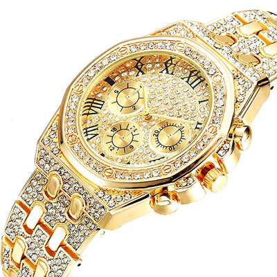 Luxury Iced Out Watch for Men Women Hip Hop Miami Bling CZ Cuban Chain